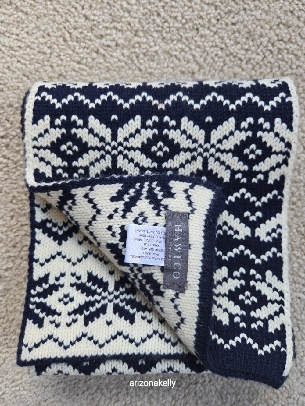 Hawico Wool/Cashmere Thick Knit Scarf Hearts & Snowflakes Luxury Scotland - Picture 13 of 16